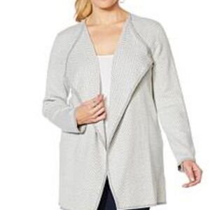 Vince Camuto Office Neutral Herringbone Open Front Sweater Large NWT